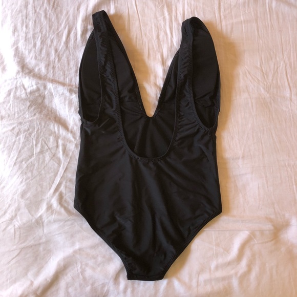 Black Deep Plunge One Piece Swimsuit - Picture 4 of 4